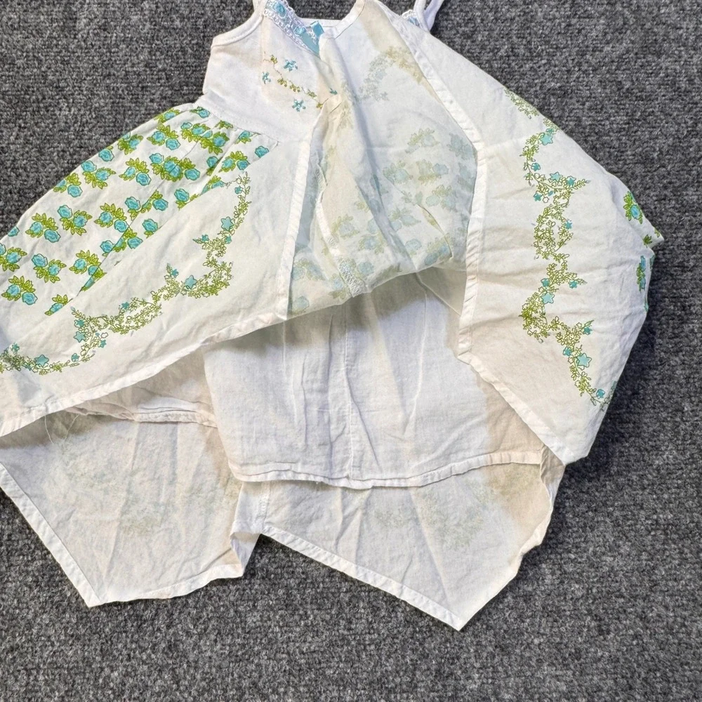 BlueBeri Boulevard Floral Handkerchief Dress Kids 2T White Blue Cottagecore Boho